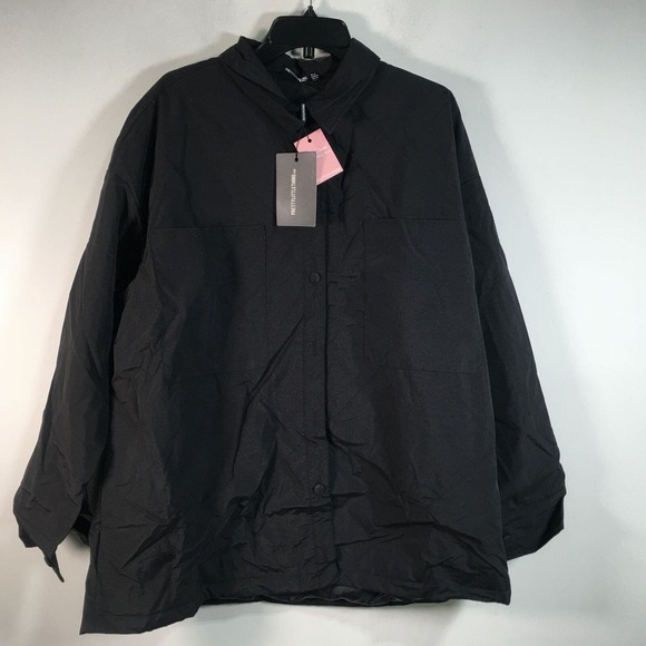 Pretty Little Thing Longline Quilted Shacket, Women's Size 12 US - Black - Picture 4 of 13